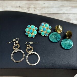 Bundle of gold tone earrings